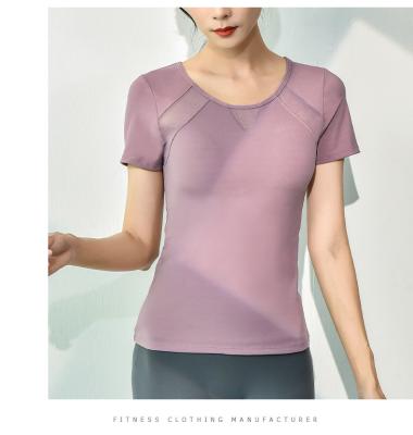 China Anti-Wrinkle Yoga Short Sleeve Mesh Cross-border Sports Top Sexy T-shirt Quick Dry Running Fitness Clothing Women for sale