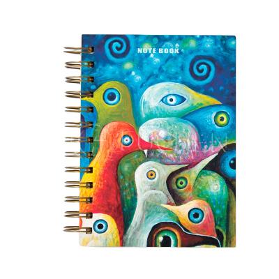 China Spiral Cover 3D Lenticular Notebook Wire Hardcover 3D Notebook Golden Spiral Notebook for sale