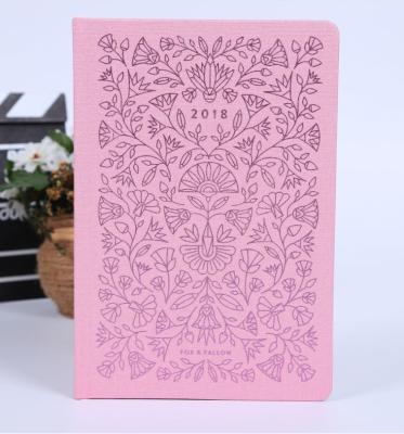 China Hardcover Book Pink Canvas Cover with Black Canvas Notebook Cover Daily Planner Foil Planner Diary for Girls for sale