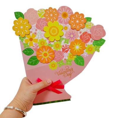 China Large China Flower Bouquet Paper Greeting Card for Valentine's Day for sale