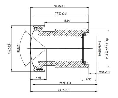 China 6mm M12 Car Wide Angle Lens , F2.1 M12 Wide Angle Lens No Waterproof for sale