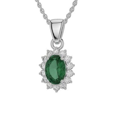 China New Product TRENDY 925 Sterling Silver Flower Shape Green Zircon Women Pendant Jewelry 2022 for sale