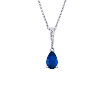 China FASHIONABLE Blue Pendants 925 Sterling Silver Corundum Teardrop Style Concise Product for sale