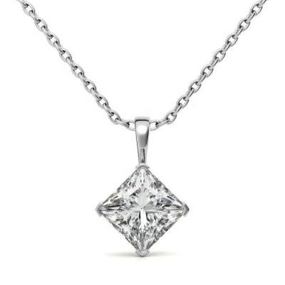 China TRENDY Simple small style 925 sterling silver moissanite white square shape pendant for sale