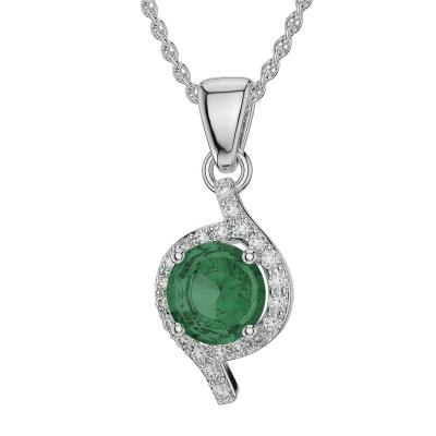 China Ethnic Pendant 925 Sterling Silver Round Cut Green Zircon Women Pendant Jewelry for sale