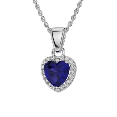 China New Style Product Ethnic Popular Pendant 925 Sterling Silver Blue Zircon Heart Shape Pendant for sale