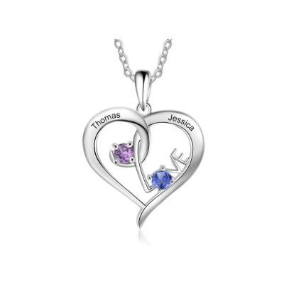 China 2022 Ethnic Heart Mother's Day Product Pendant Amethyst and Blue Zircon Sterling Silver for sale