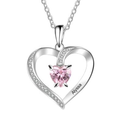 China Ethnic Rose Heart Cubic Zirconia Pendant 925 Sterling Silver Mother's Day Jewelry Pendant Product for sale