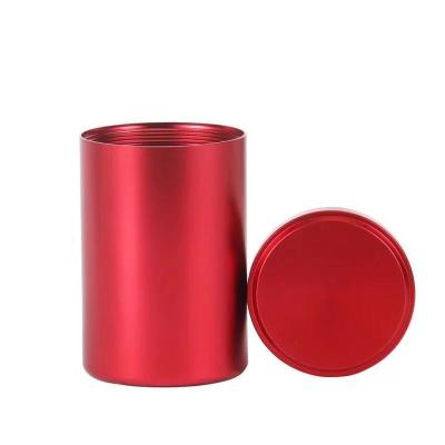 China Red Round Food Popular Porcelain Coffee Spice Tea Packaging Gift Tin Metal Can for sale