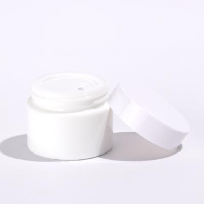 China 1oz Mouth 30g Eye Cream Jar 1oz Face Cream Bottle Eye Cream Glass Cosmetic Bottle 50g White Wide Glass White Jars for sale