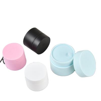 China Luxury Fancy Cosmetic Container 5g 15g 30g 50g Mini Double Wall Pink Black White Matte Blue Plastic Cream Jar for sale