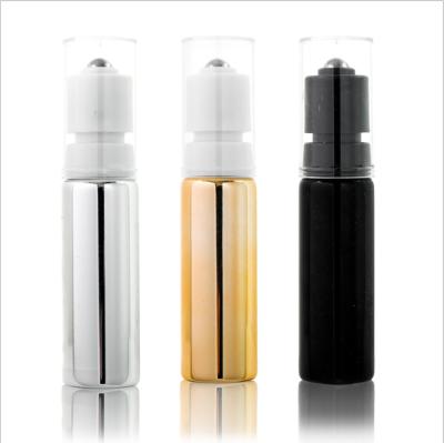 China Cosmetic Transparent Amber Glass 10ml Roll On Bottle 15ml Press Pump Style Gold Roll On Bottle for sale