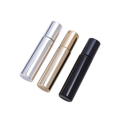 China shenhuang 10ml cosmetic matte black silver gold glass roll on bottle with stainless steel trackball roller popular bottles for sale