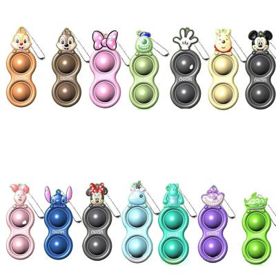 China Amazon Hot Selling Design Silicone Fingertip Bubble Keychains Key Ring Key Ring Mini Fidget Simple Cartoon Simple Keychains Relaxation New for sale