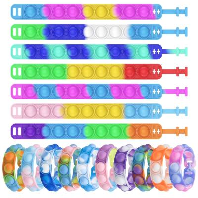 China 2022 Hot Selling Silicone Adult Children Sensory Toys Wristband Push Fidget Wearable Push Bubble Noise Relaxation Silicone Buster Bracelet for sale