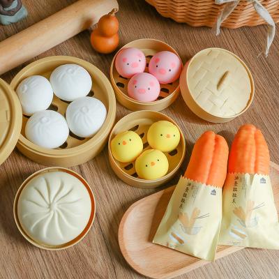 China Hot Selling Worry Relief Stress Reliever Unzip Toy Steamed Stuffed Bun Decompression Big Artifact Compression Music Kids Simulation Adult Bun Slow Reboun for sale