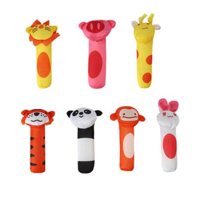 China 2022 Hot Funny Baby Gift Amazon BB Stick Baby Kids Ratchet Toys Cartoon Plush Hand Bell Animal Baby Stroller Crib Hanging Ratchet Infant Baby Toy for sale