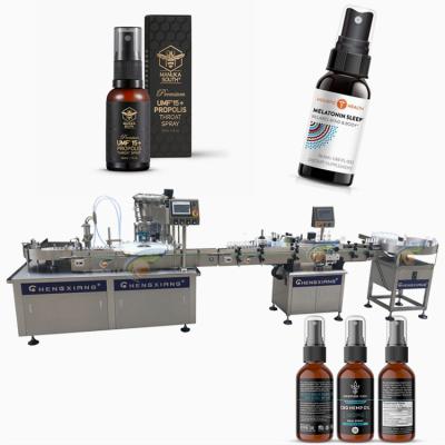 China Cbd chemical spray oil filler spray liquid filler jet throat propolis bee filling line machine for sale