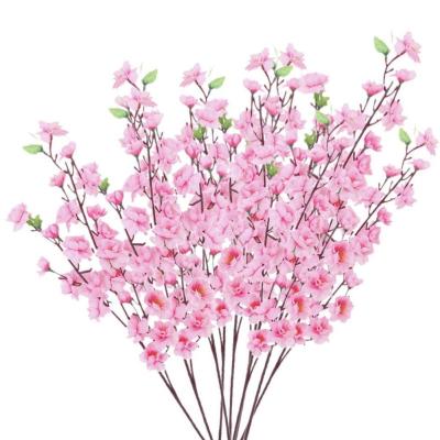 China OurMall plastic drop shipping 65cm simulation plastic flower rose branch peach flower for home decoration for sale