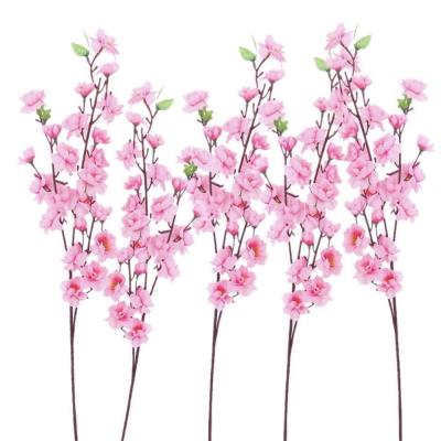 China Factory price simulation peach plastic flower branch plastic rose home decoration flower for sale