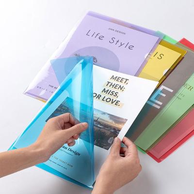 China PP Sizing Plastic Clear Folder Colored L Shape Products Folder A4 Size PP Folder for sale