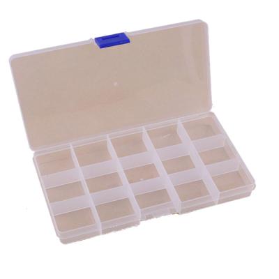 China PP Customized Clear PP Jewelry Storage Box PP 15 Grids Jewelry Box Jewelry Compartment Organizer for sale