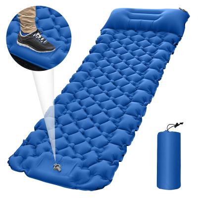 China Outdoor Camping Hiking Mat With Pillow Tpu Inflatable Air Mattress Custom Ultralight Outdoor Camping Sleep Travel Protection for sale