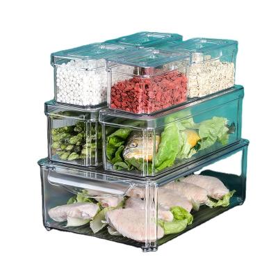 China Heatable Type Fridge Organizer Box BPA Free Clear Plastic Food Fridge Drawer Container for sale