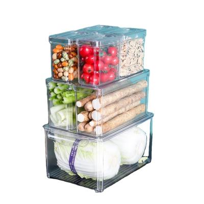 China Kitchen Fridge Storage Drawer Heatable Clear Acrylic Plastic Organizer Airtight Food Container Boxes for sale