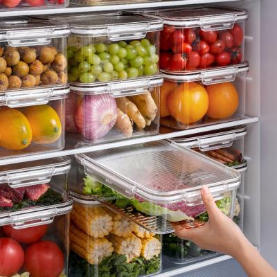 China Kitchen Fridge Storage Drawer Heatable Clear Acrylic Plastic Organizer Airtight Food Container Boxes for sale