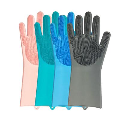 China Reusable Sponge Gloves Silicone Cleaning Brush Scrubber Cleaning Gloves for Housework Kitchen Car Clean Bathing Washing for sale