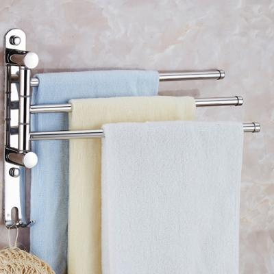 China Home.Hotel.Bathroom.Shower Wall Mounted 3 Bar Bathroom Stainless Steel Foldable Towel Rack for sale