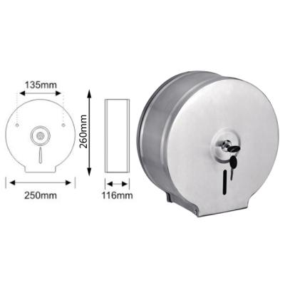 China Hotel Satin 304 Stainless Steel Bathroom Toilet Paper Rolls Heavy Duty Anti Vandal Industrial Toilet Paper Dispenser for sale