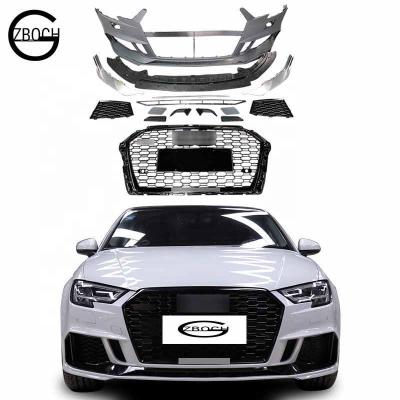 China High Quality PP Auto Parts Car Front Bumper For Audi A3 S3 Upgrade RS3 2017-2019 Body Kits With Grill Front Bumper for sale