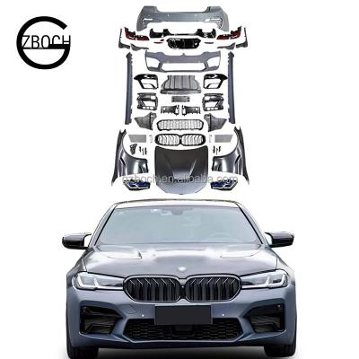 China PP RTS Car Bumper For BMW 5 Series G30 G38 530i 520i 540i 1:1 Upgrade 2021+ M5 Hood Fenders Headlights Taillights Body Kits for sale