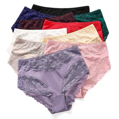 China Fashion Hot Selling Women's Briefs Breathable Underwear Plus Size Large Size Sexy Mid Shorts Transparent Panties for sale