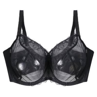 China Sexy women lace full cup bras QUICK DRY sexy transparent cup embroidered lingerie ladies bra plus size women underwear big bras for sale