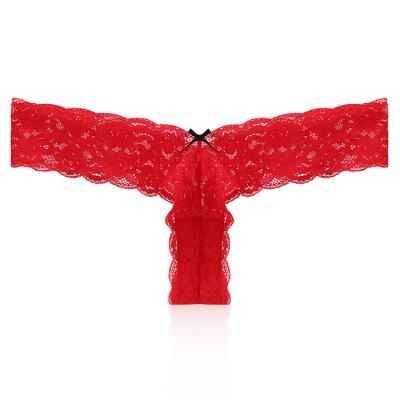 China Back G - Cavity Underwear T Thong Wholesale Antibacterial Lace Panties Sexy Transparent Women Lingerie for sale