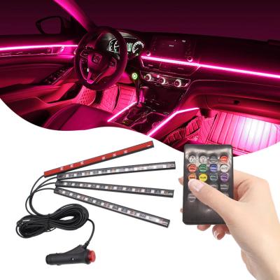 China Automotive Interior Decoration 4Pcs 48 LED Strip Atmosphere Car RGB Lighting System Interior Ambient Light. for sale