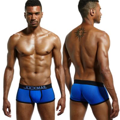 China Anti-Static Mesh Series Brand Jockmail Briefs Trunks Breathable Sex Jockstrap Plus Size Boxers Underwear For Men for sale