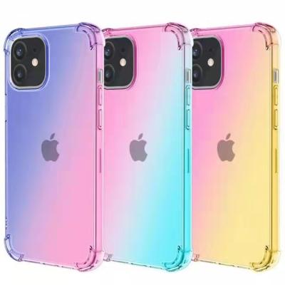 China Transparent Shockproof Gradient Dual Color Shockproof TPU Phone Case For iPhone 12 mini 11 pro XR max XS max 8 plus for sale