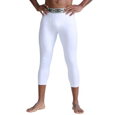 China Breathable Mens Polyester Cotton Spandex Sports Skinny Compression Bottoming Cropped Pants for sale