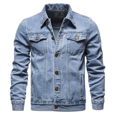 China Breathable Mens Vintage Distressed White Copper Double Pocket Cotton Loop Slim Grinding Denim Short Jacket for sale