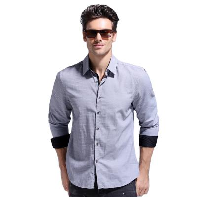 China Men's Business Breathable Cotton Ribbed Long Sleeve Shirt That Requires No Ironing And Wrinkle Free Bottom Pattern Printing for sale