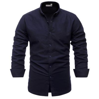 China Oxford Cotton Solid Color Quality Business Casual Dress Mens Breathable Trim Shirts for sale