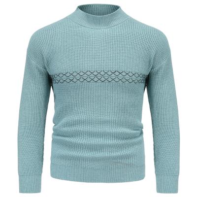 China Men's Autumn And Winter Breathable Sweater Pullover With Stand Collar Embroidered Sweater On The Chest for sale