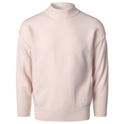 China Breathable Men's Warm Loose Solid Color Sweater Half Neck Off The Shoulder Sleeve Sweater Bottom for sale