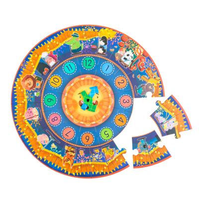 China DIY Cartoon Toy Round Shape Clock Paper Craft Jigsaw Games Jigsaw Puzzle for Kids and Children for sale