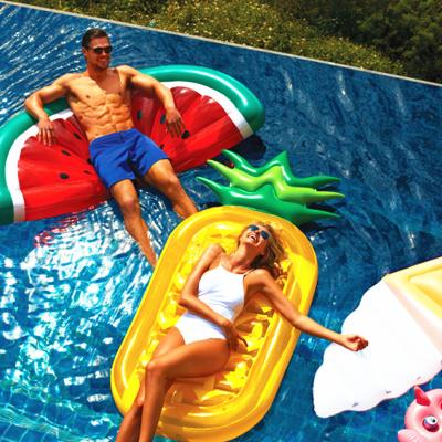 China Eco-friendly Inflatable Watermelon Inflatable Pineapple Pool Float Fruit Water Pool Float Ride On Water Float Bed for sale