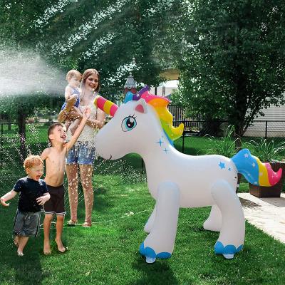 China Outdoor Water Game Sprinkler Equipment Inflatable Unicorn Splash Water Play Swimming Toys Watering Horse for sale